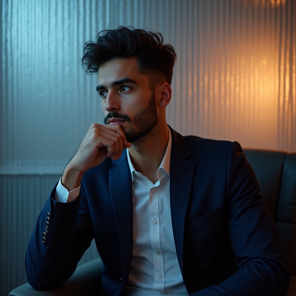Giovane professionista che riflette sulla propria carriera
